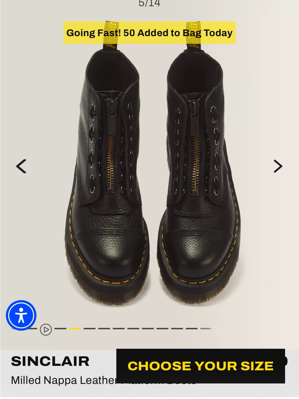 Dr. Martens Black Leather Platform Zip - Sinclair - Picture 7 of 9